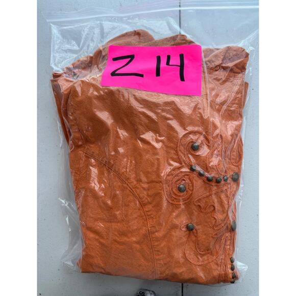 G Designs Natural Fashions Womens Boho Studded Jacket Size 1X Ruffle Orange Fall - Picture 14 of 14